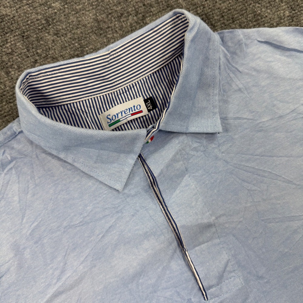 Sorrento Polo Shirt 4XL‎ Light Blue Striped Trim Cotton Made in Italy Mens